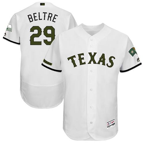 Rangers #29 Adrian Beltre White Flexbase Authentic Collection Memorial Day Stitched MLB Jersey